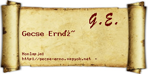 Gecse Ernő névjegykártya